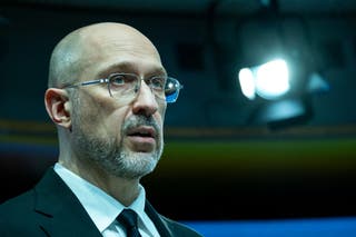 Ukraine PM Denys Shmyhal during the EU-Ukraine Association Council in the the European Council an institution of the European Union in Brussels